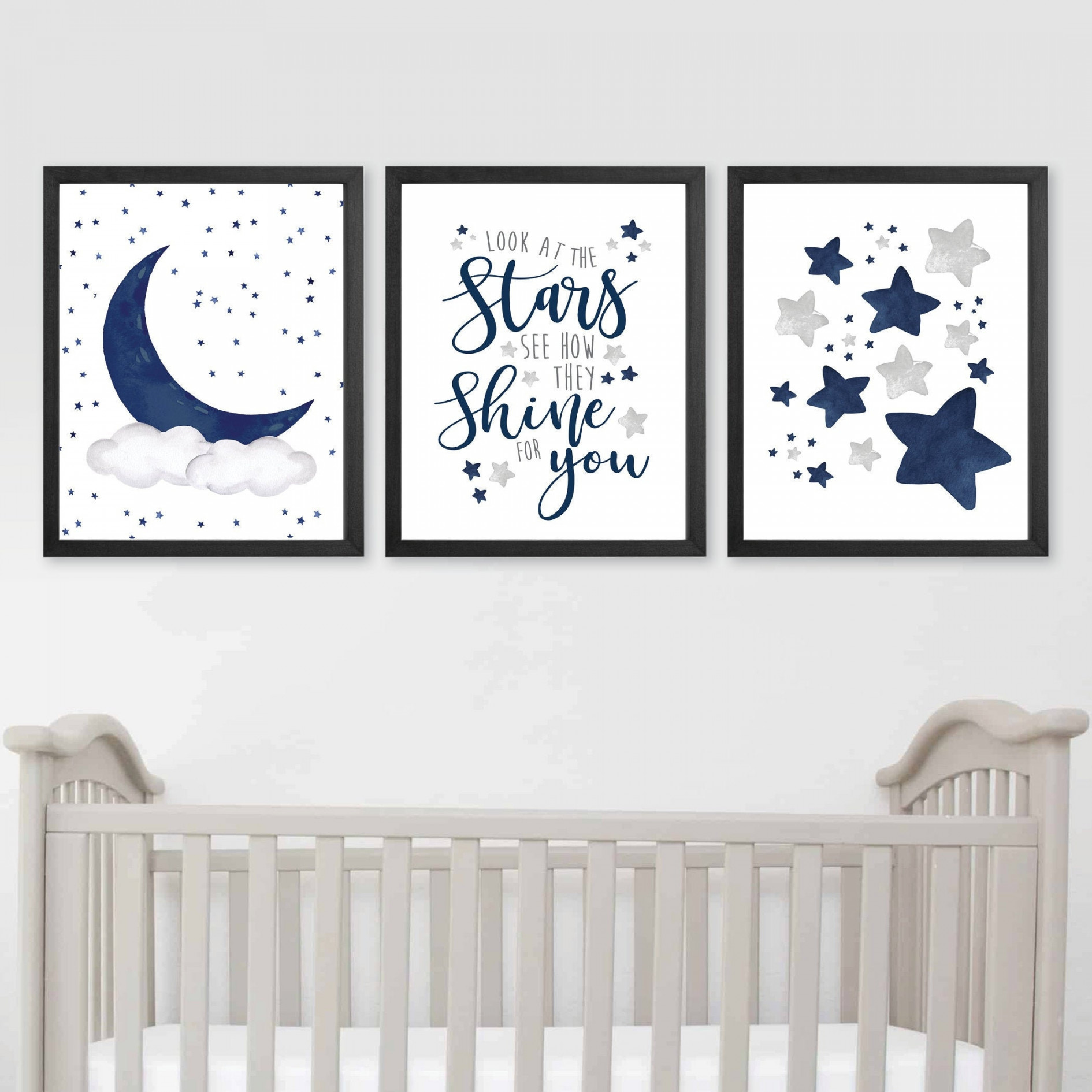 Stars and Moon Nursery Decor Set of , Boy Nursery Decor, Stars