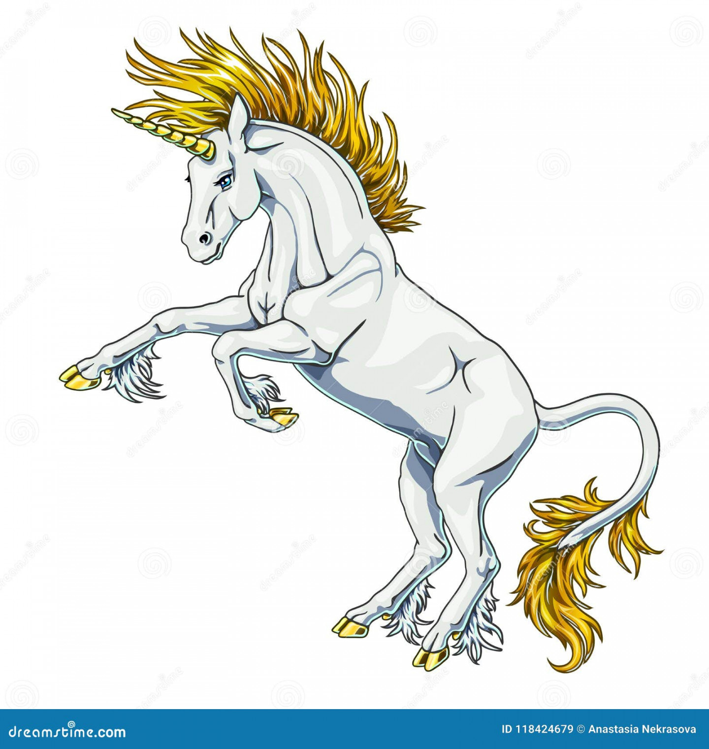 State White and Gold Unicorn on White Stock Vector - Illustration