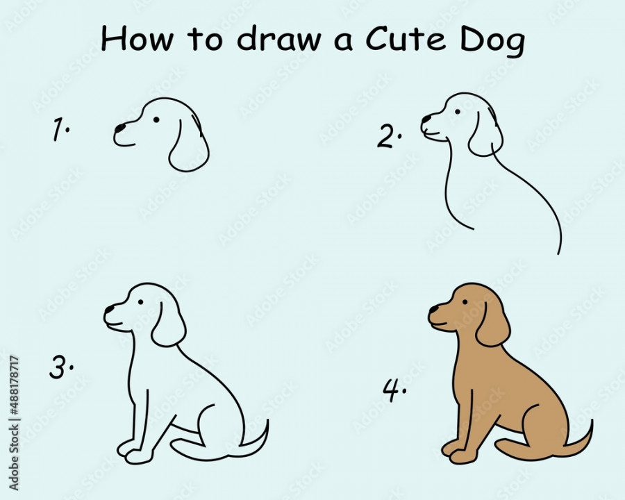 Step by step to draw a Dog. Drawing tutorial a Dog