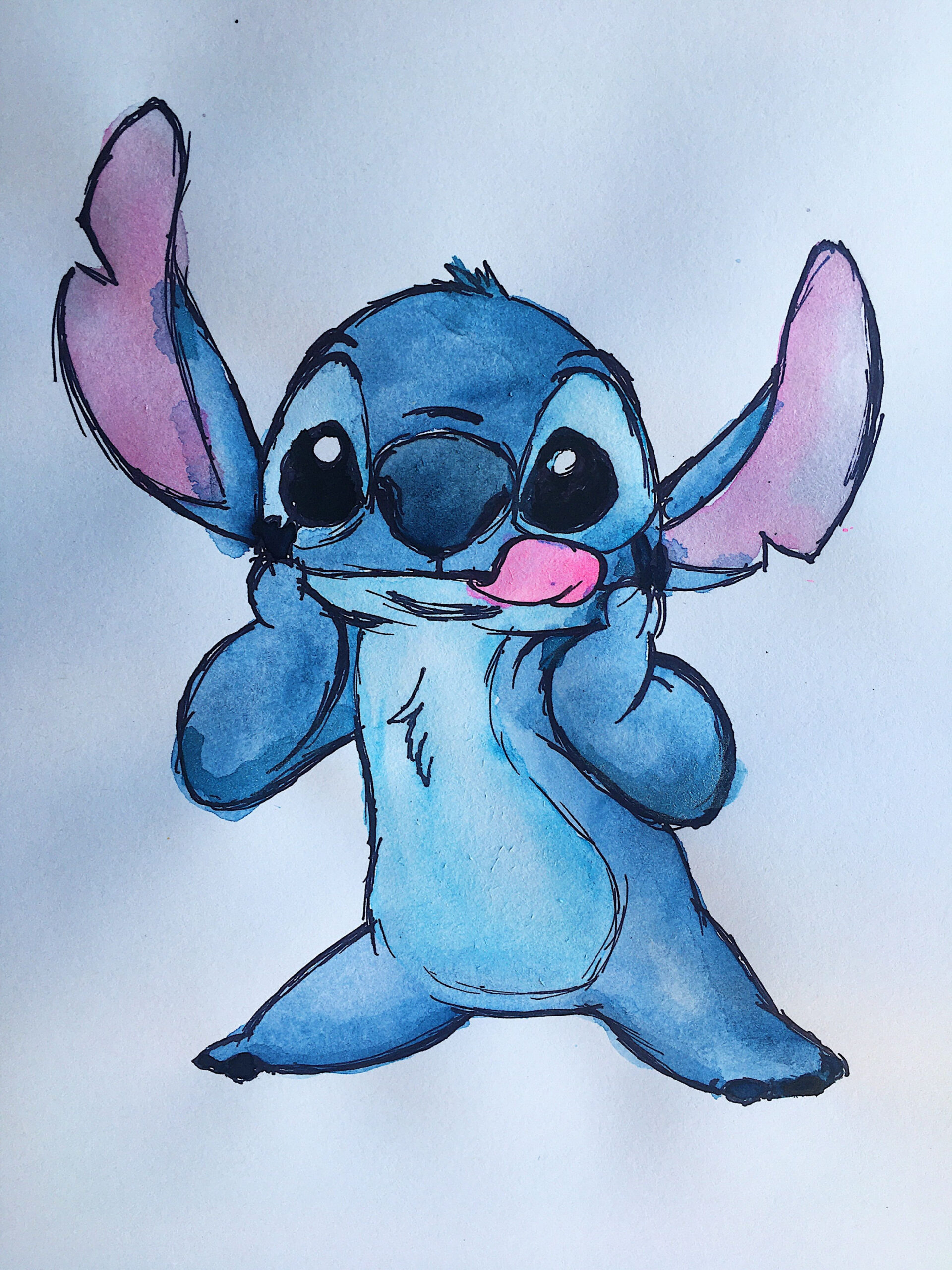 Stitch Watercolor Painting Ideas - Stitch Drawing from Lilo and