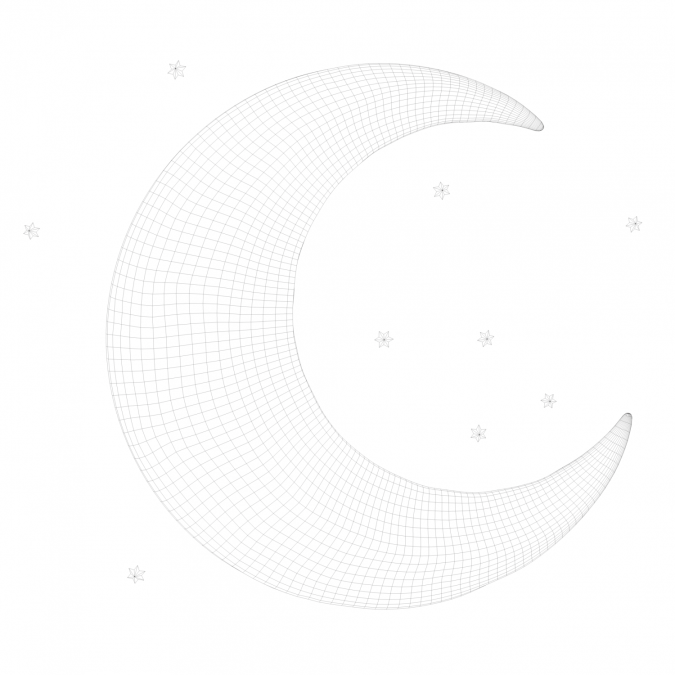 Stylized Crescent Moon D-Modell in Planeten DExport