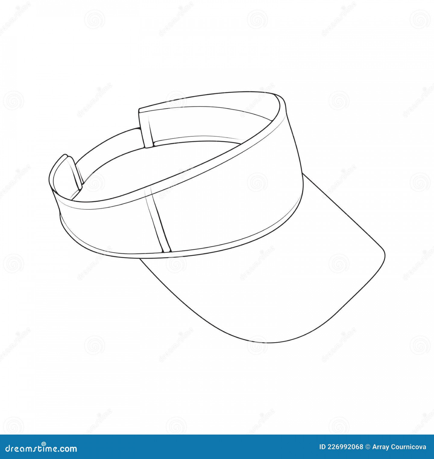 Sun Visor Hat Outline Drawing Vector, Sun Visor Hat in a Sketch