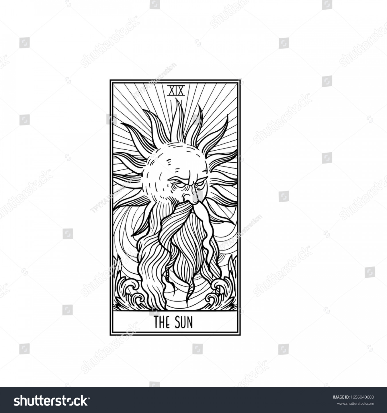 Sun Xix Trump Card Tarot Deck Stock Vector (Royalty Free