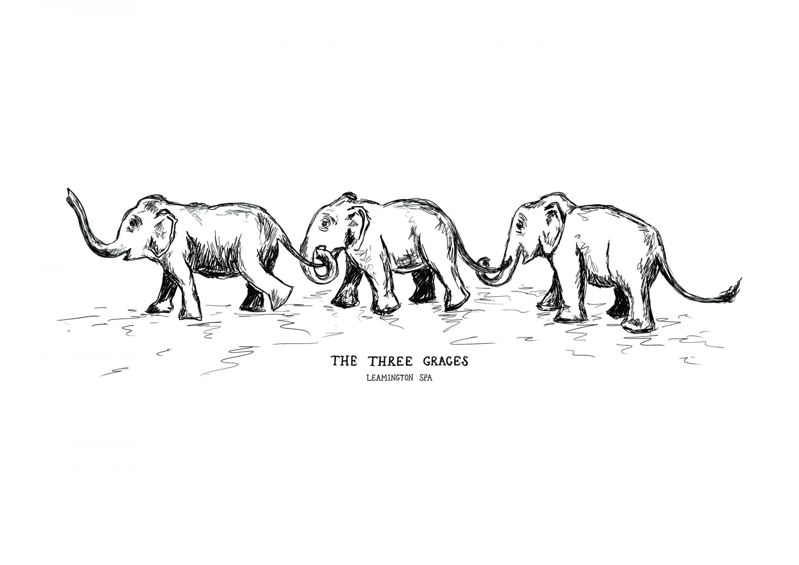 The Three Graces // A Elephant Foil Print // Leamington Elephant