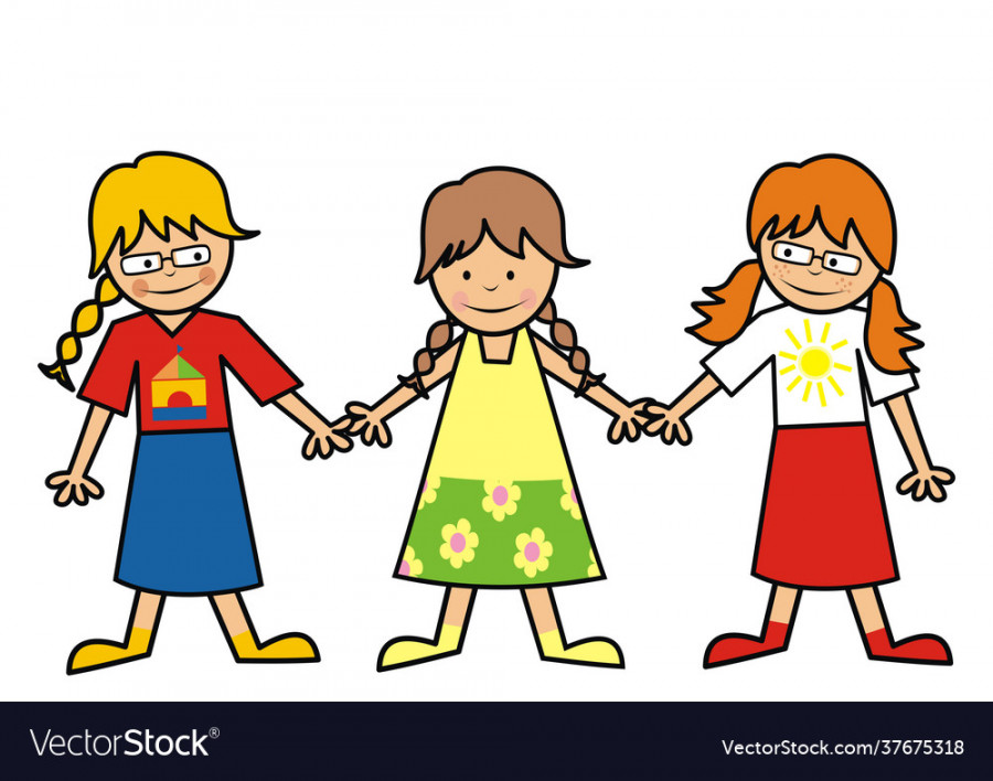 Three girls pokus Royalty Free Vector Image - VectorStock