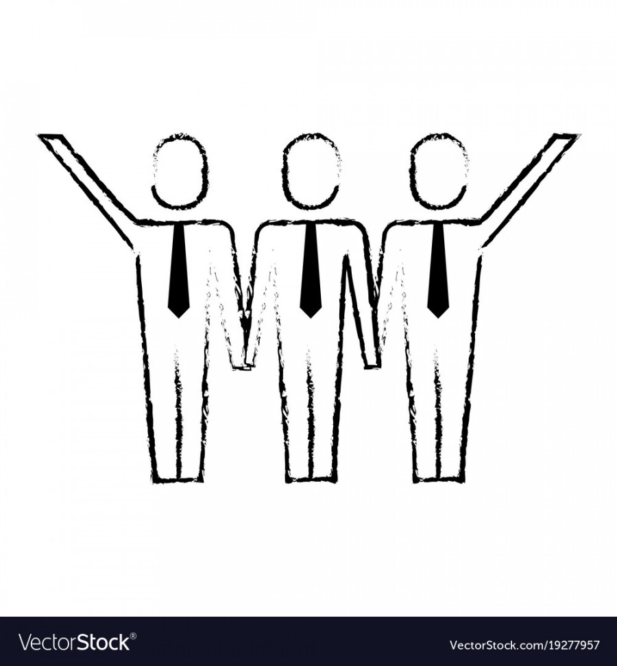 Three men holding hands teamwork successful Vector Image