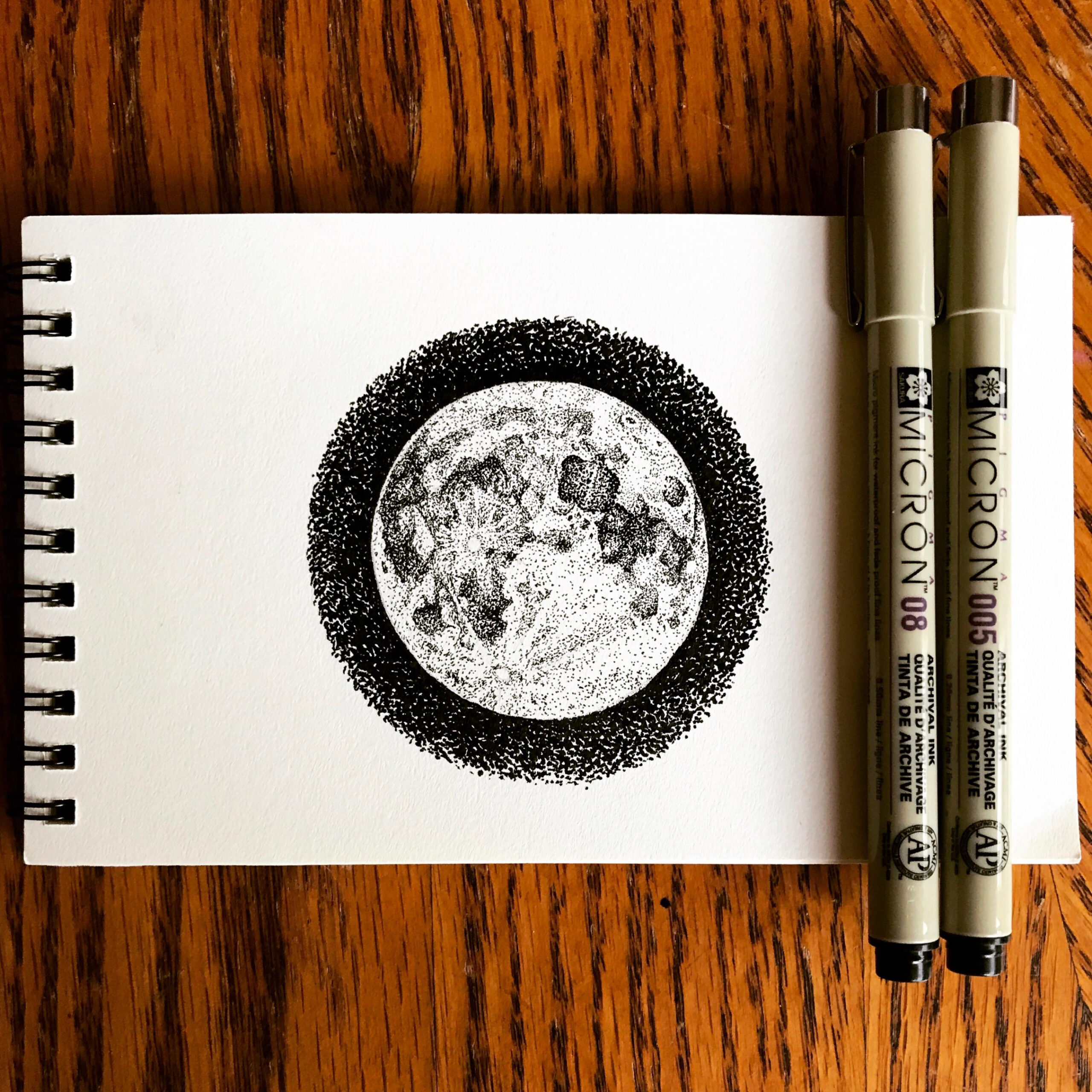 Tiny Micron Pen Moon! : r/drawing