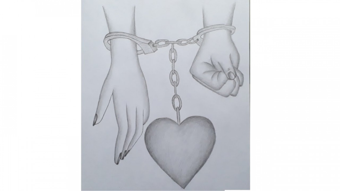 Two Hands Tied to the Bond of Love / Holding Hands Pencil Sketch
