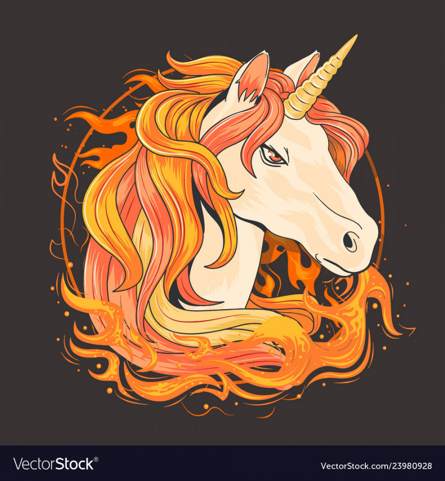 Unicorn fire Royalty Free Vector Image - VectorStock