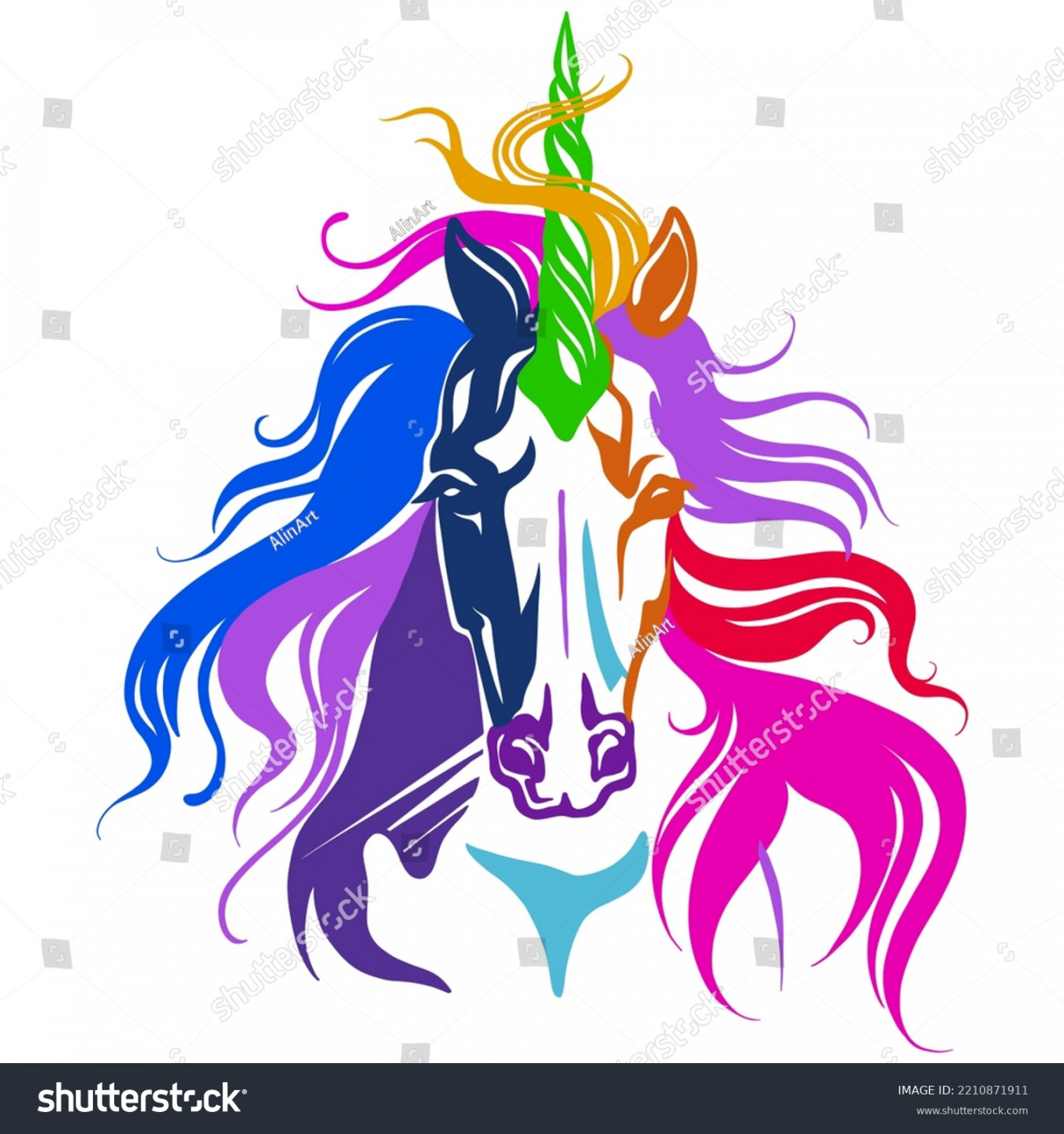 , Unicorn Front View Images, Stock Photos, D objects