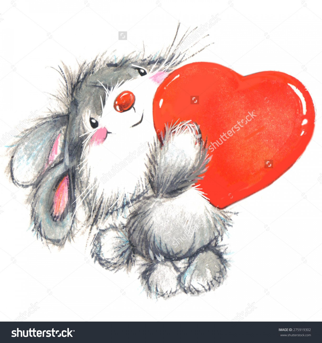 Valentine Day. Background For Card With Cute Animal