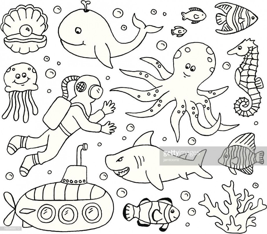 Vector Art : Under the Sea Doodles  Under the sea drawings, Sea