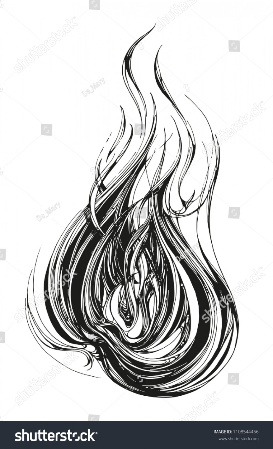 Vector Drawing Fiery Flame Fire Draw: Stock-Vektorgrafik