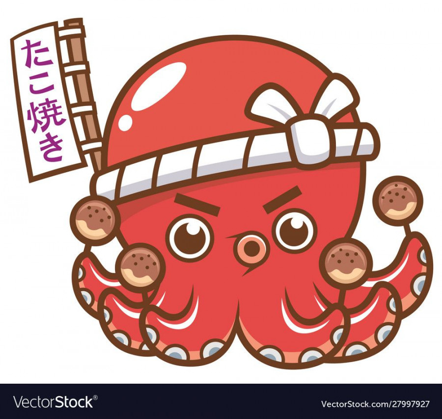 Vector illustration of Cartoon octopus chef takoyaki