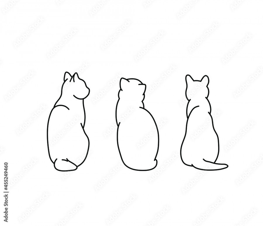 Vector isolated cat back set line drawing