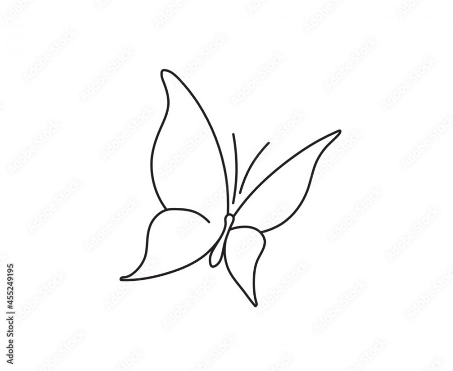 Vector isolated simple minimal tiny butterfly outline sketch