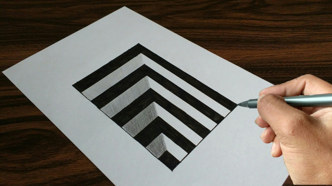 Very Easy Drawing D Hole On Paper