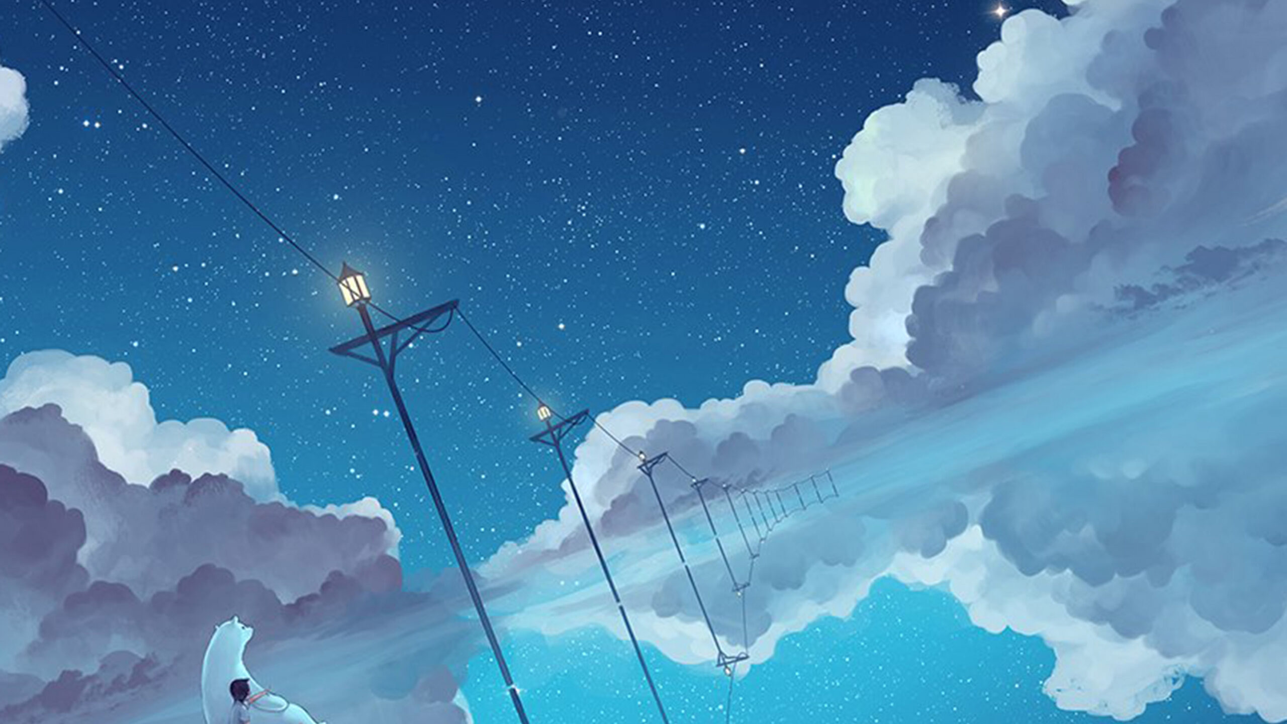 wallpaper for desktop, laptop  bi-illust-star-moon-sky-night-art