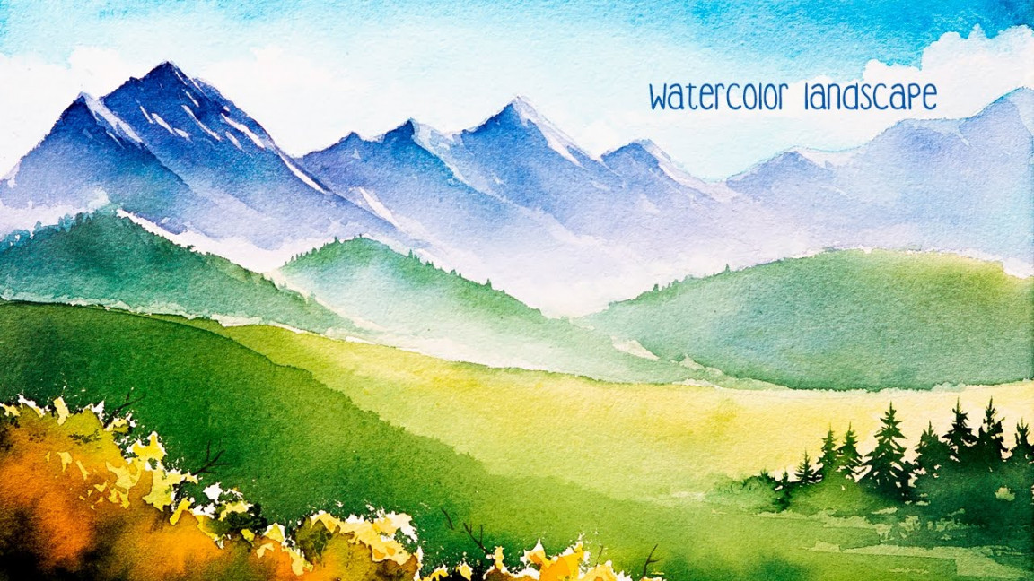 Watercolor mountains.