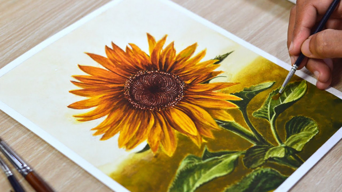 Watercolor Painting of a Sunflower