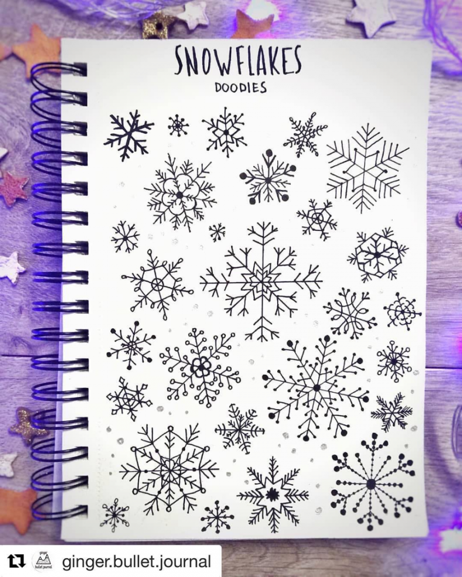 Whimsical Snowflake Doodles for Your Bullet Journal