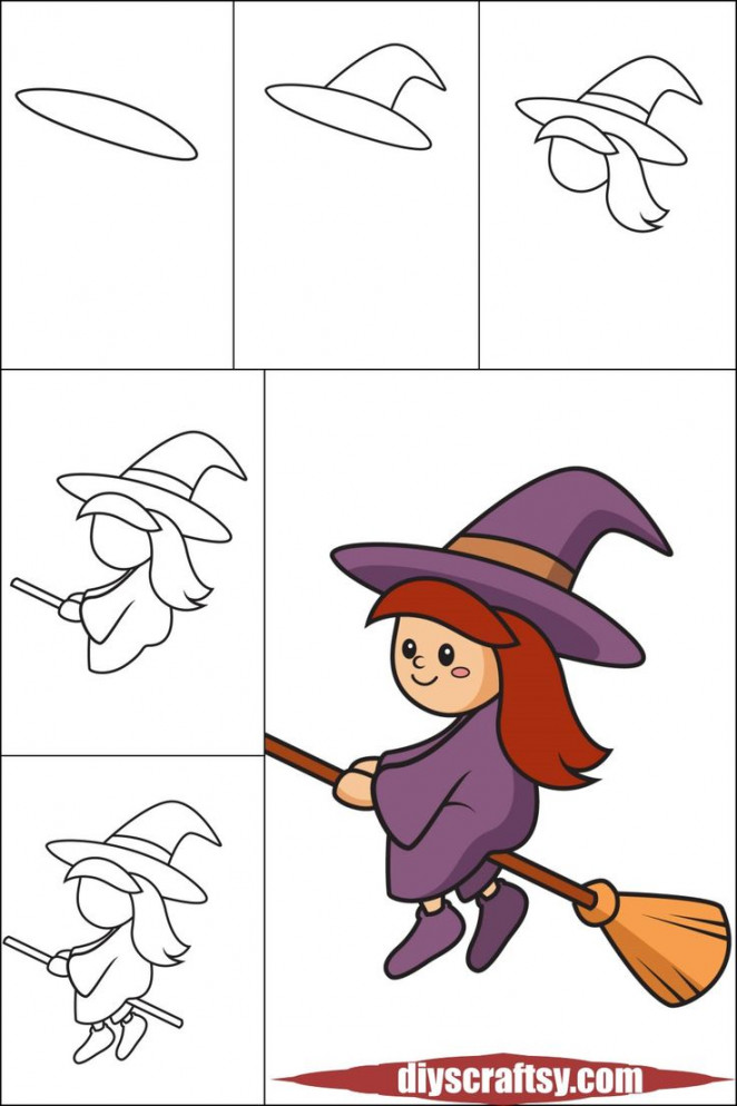Witch Drawing Ideas For Halloween Decor  Witch drawing