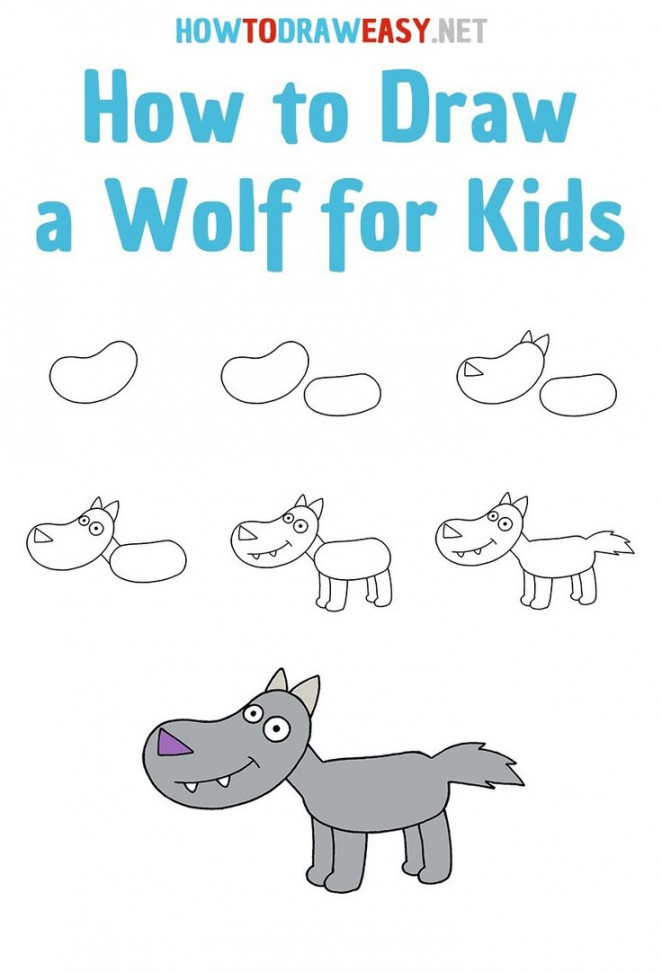 Wolf Drawing Tutorial  Drawing lessons for kids, Drawing images