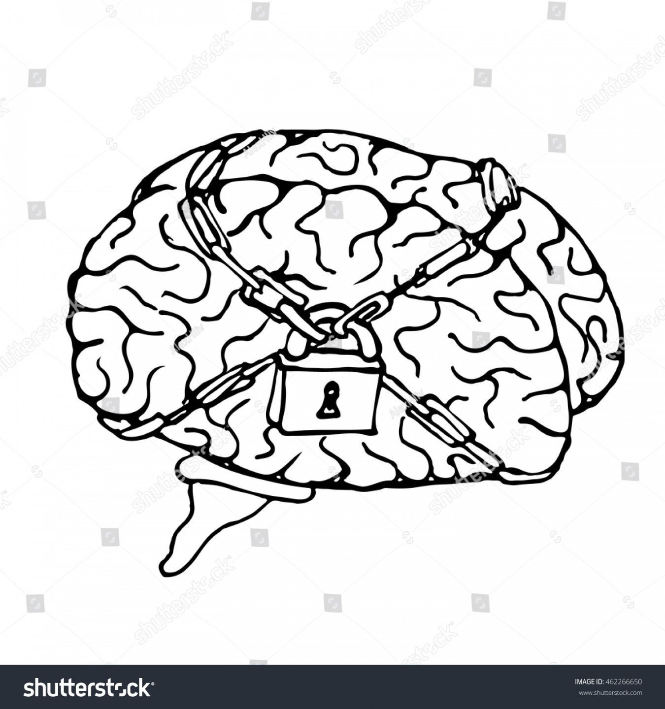 World Intellectual Property Protect Brain Lock Stock Vector