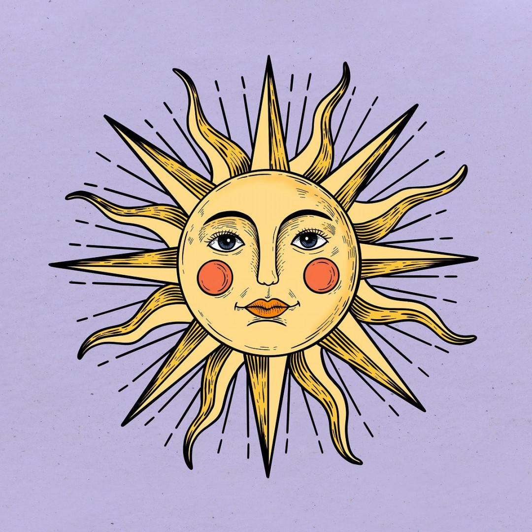 Yellow sun with a face sticker overlay design resource  premium