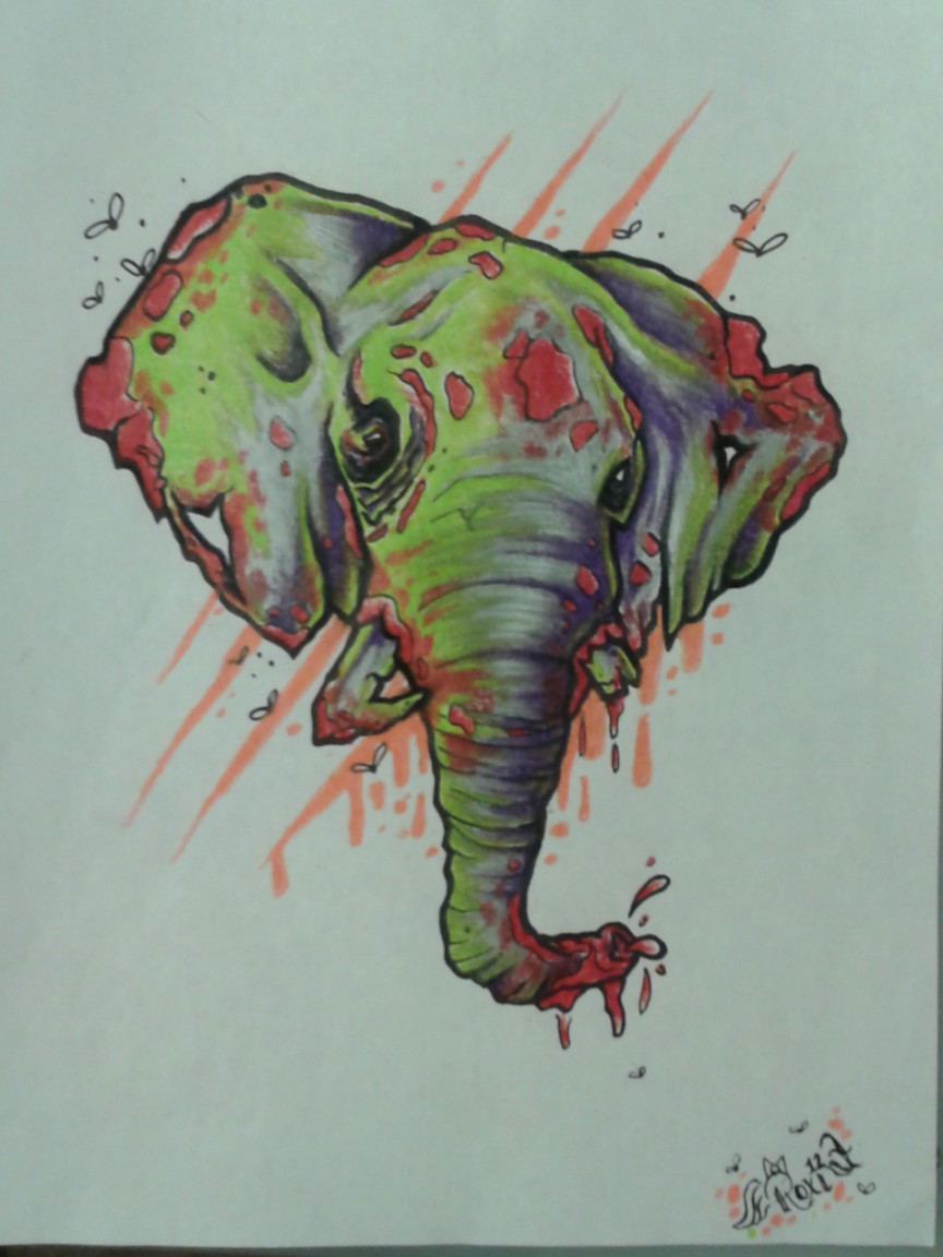 Zombie elephant head by RoxiCake on DeviantArt