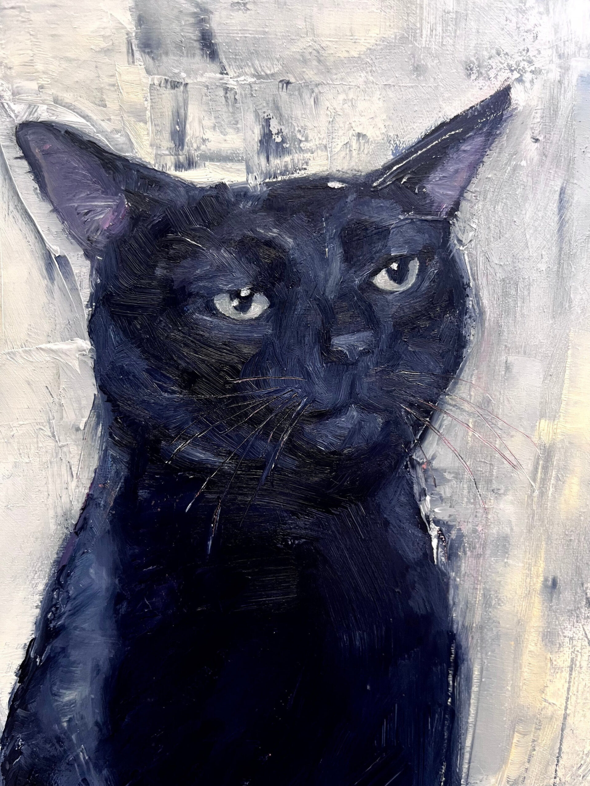 Zoned Out Cat Giclee Print L Black Cat Art L Home Decor L Meme Art