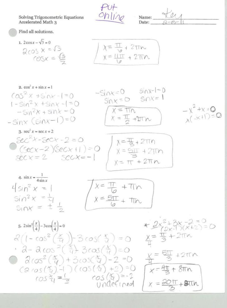 44 Simplifying Trigonometric Expressions Worksheet 1