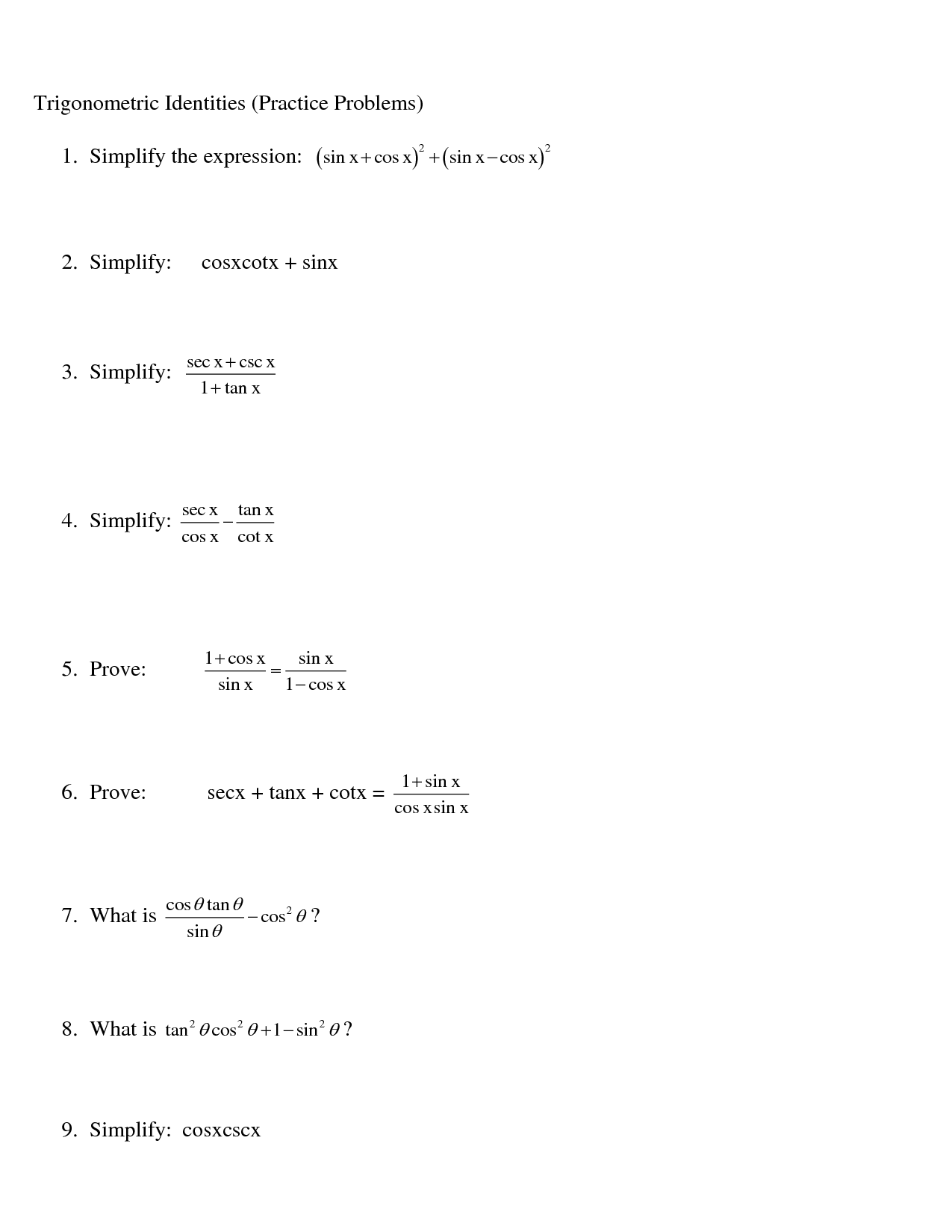 44 Simplifying Trigonometric Expressions Worksheet 29