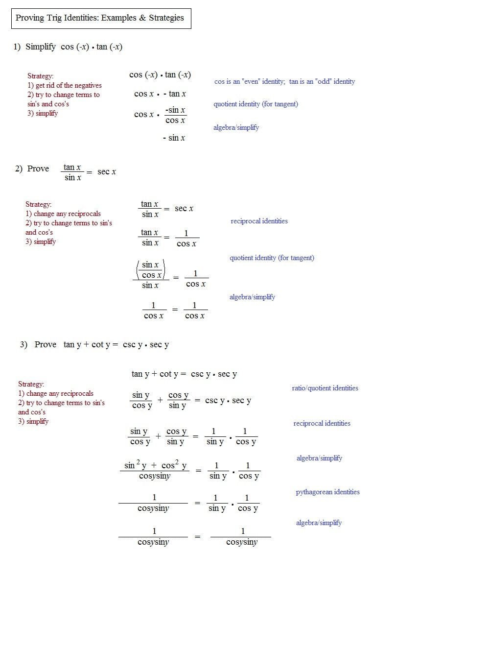 44 Simplifying Trigonometric Expressions Worksheet 3