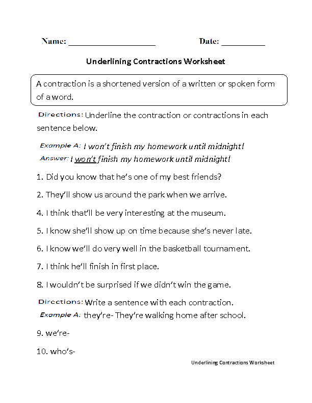 60+ Interactive Contractions Worksheets 3Rd Grade 12