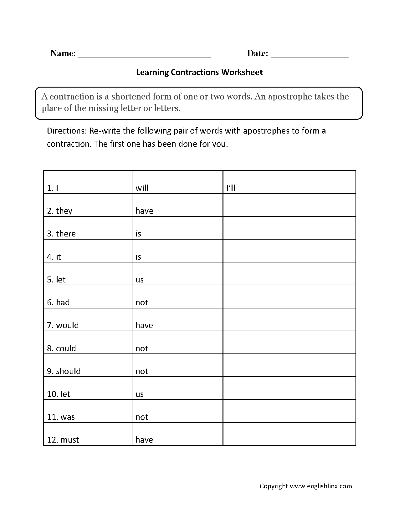 60+ Interactive Contractions Worksheets 3Rd Grade 17