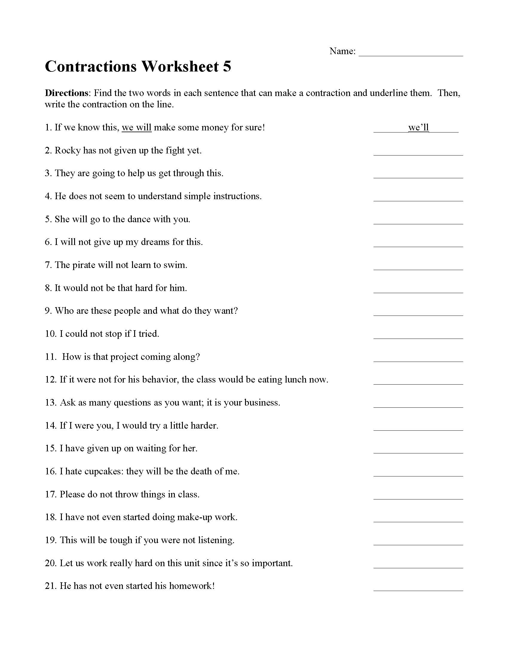 60+ Interactive Contractions Worksheets 3Rd Grade 23