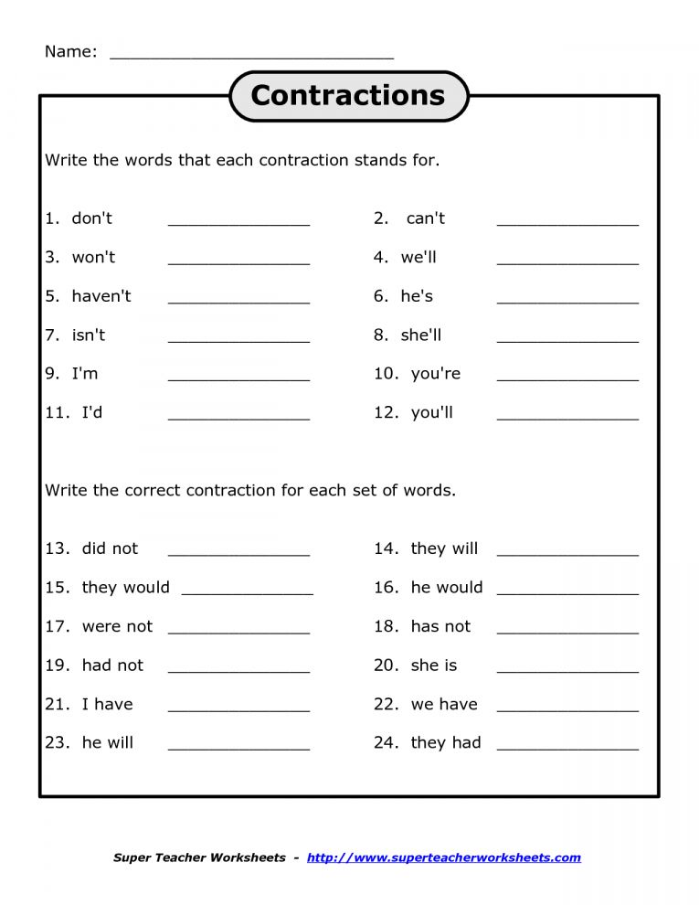 60+ Interactive Contractions Worksheets 3Rd Grade 26