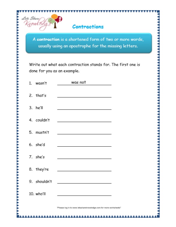 60+ Interactive Contractions Worksheets 3Rd Grade 29