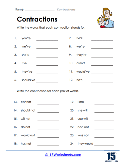 60+ Interactive Contractions Worksheets 3Rd Grade 43