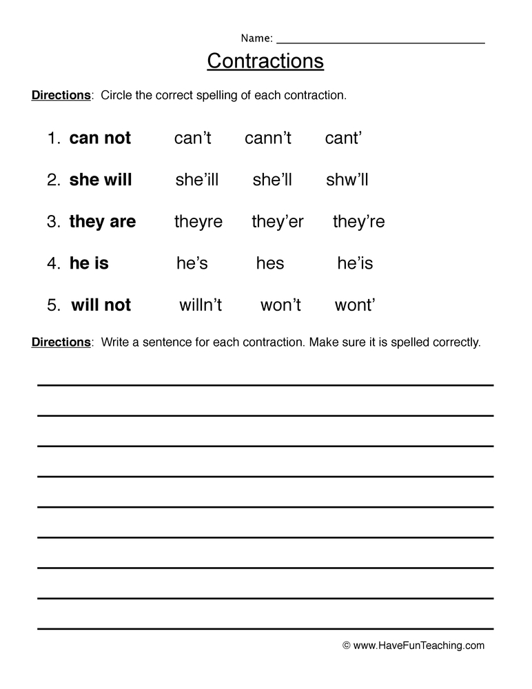 60+ Interactive Contractions Worksheets 3Rd Grade 5