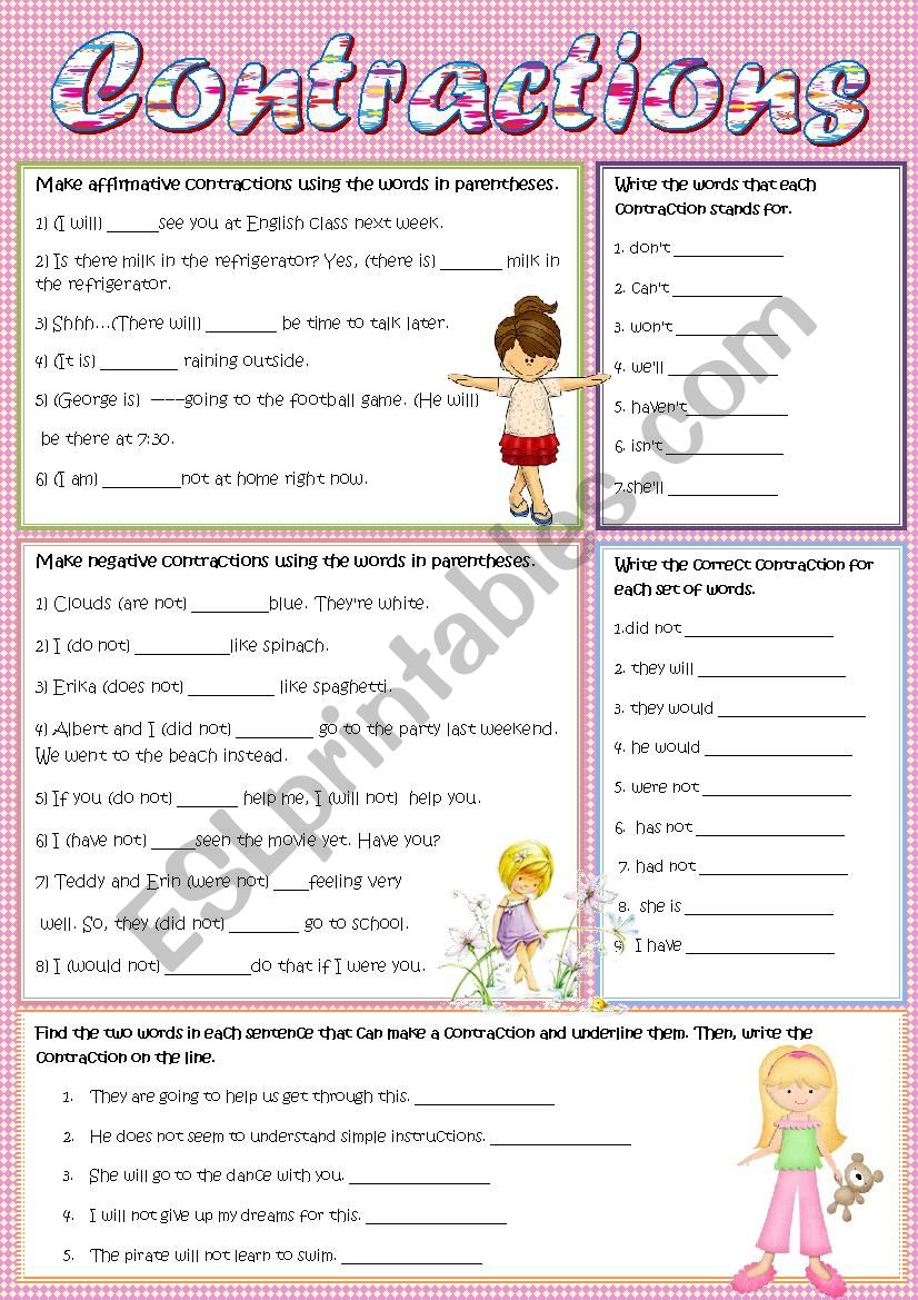 60+ Interactive Contractions Worksheets 3Rd Grade 52