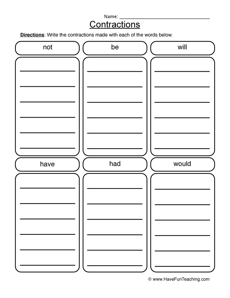 60+ Interactive Contractions Worksheets 3Rd Grade 59