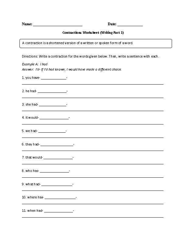 60+ Interactive Contractions Worksheets 3Rd Grade 6