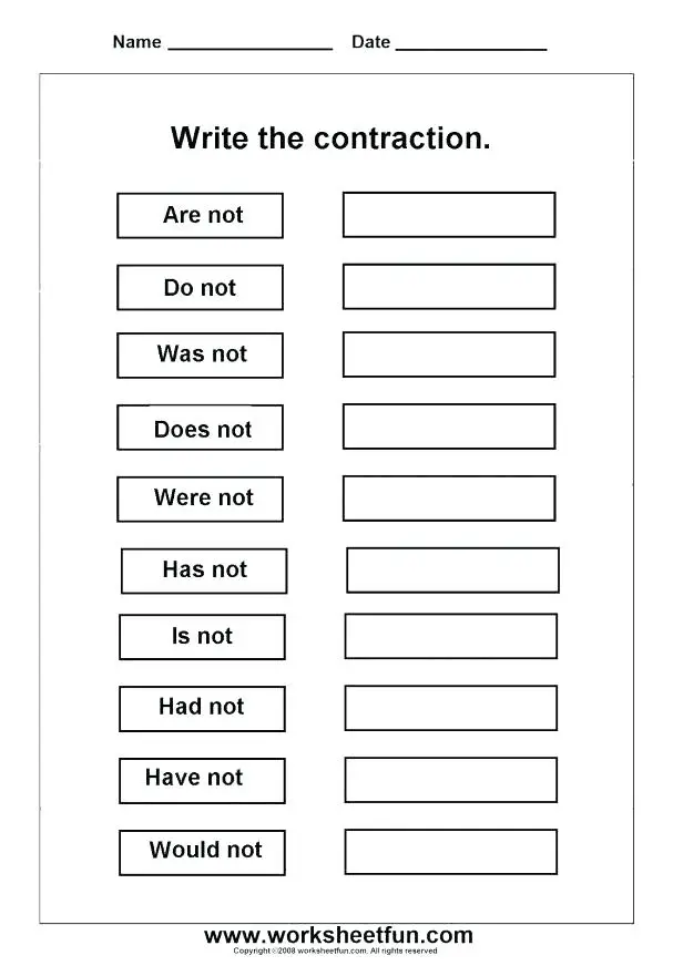 60+ Interactive Contractions Worksheets 3Rd Grade 7