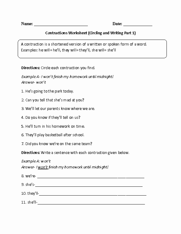 60+ Interactive Contractions Worksheets 3Rd Grade 70