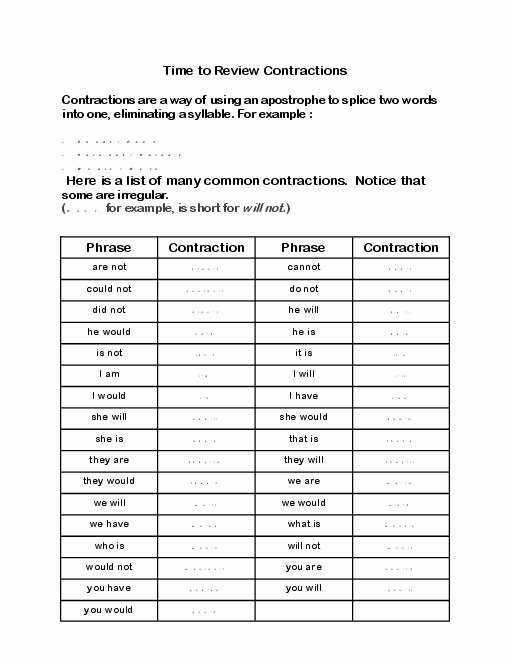 60+ Interactive Contractions Worksheets 3Rd Grade 72