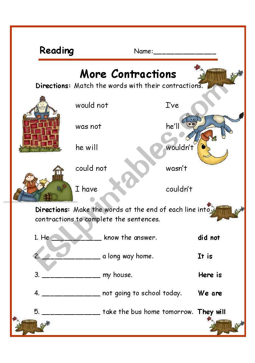 60+ Interactive Contractions Worksheets 3Rd Grade 73