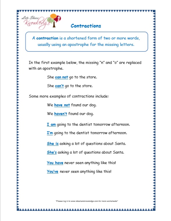 60+ Interactive Contractions Worksheets 3Rd Grade 74