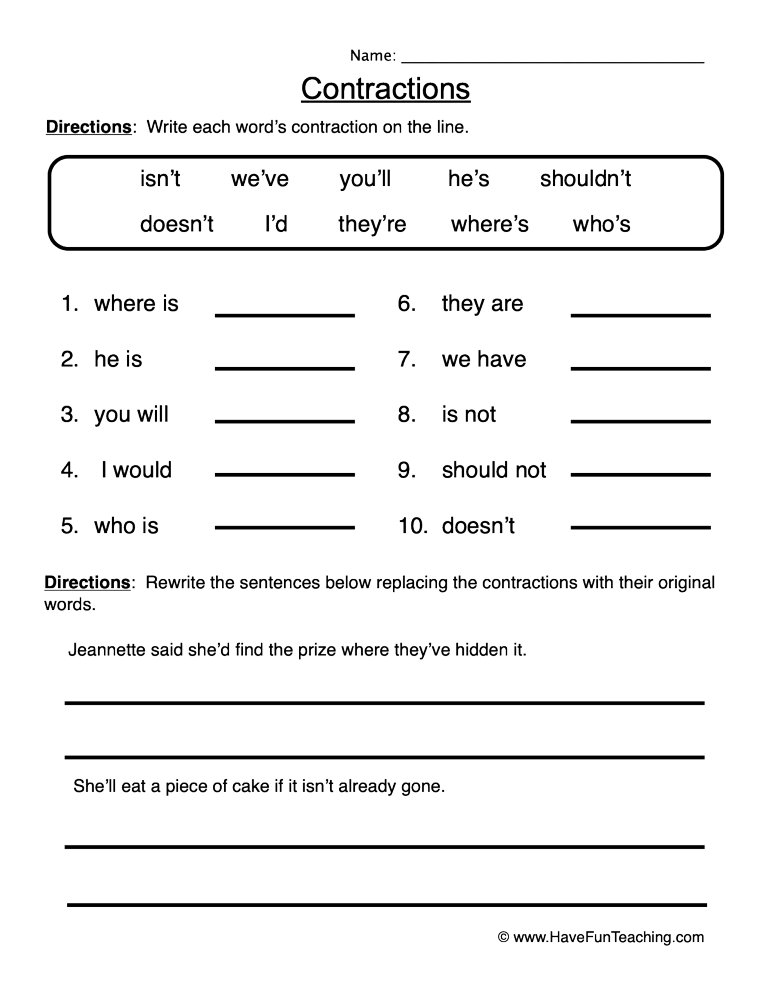 60+ Interactive Contractions Worksheets 3Rd Grade 76